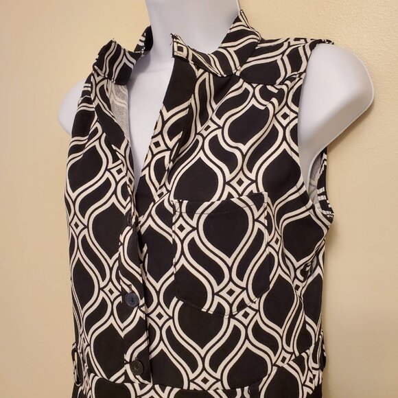Love University Sleeveless Romper with Pockets Black White Pattern - M - Picture 3 of 11